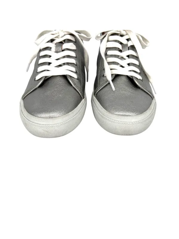 Frye Womens Gia Metallic Silver Leather Low Lace Up Sneakers Size 9.5 - Image 3