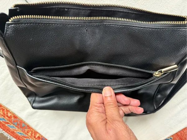 A New Day Black Pebbled Crossbody Bag with Adjustable Strap, practical, easy - Image 4