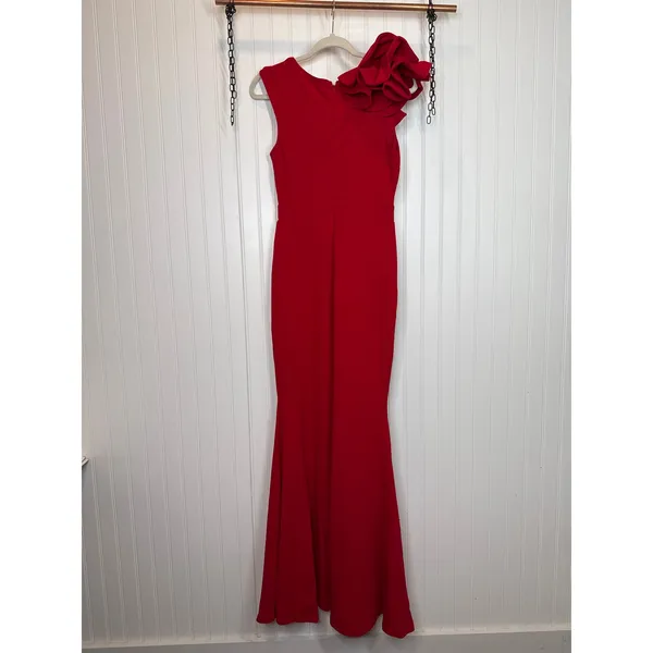 NWT Lulus Lucette Red Sleeveless Ruffled Mermaid Maxi Dress Wedding Holiday XS - Image 8
