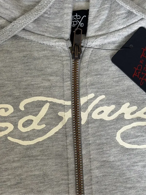 Ed Hardy Grey Full Zip Hoodie Sweatshirt Women’s Size Large Grey NEW - Image 4