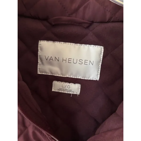 Van Heusen Womens‎ Quilted Vest Burgundy Wine Full Zip Mock Neck Large - Image 2