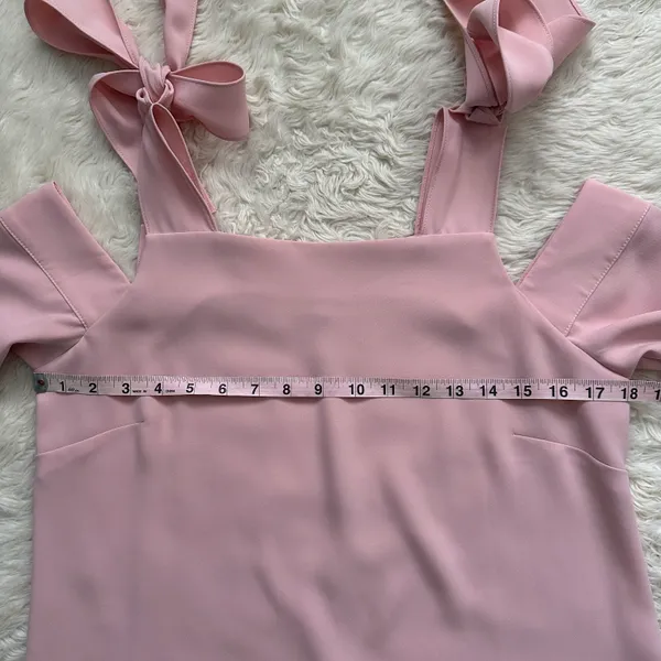 Amanda Uprichard Dress Cold Shoulder Bow Tie Long Sleeve Mini Pale Pink P - Image 10