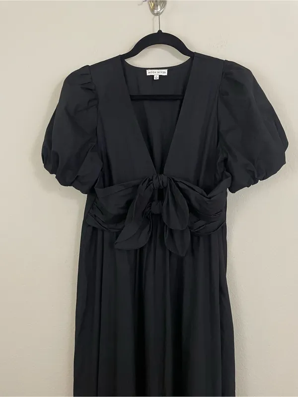 Moon River Front Bow Detail Cotton Midi‎ Dress Size Large - Image 4