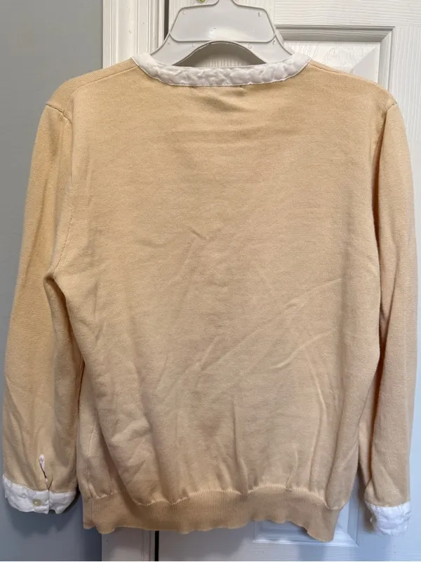 Lauren‎ Ralph Lauren Beige Cotton Cardigan Button Front Lightweight Sweater M - Image 5