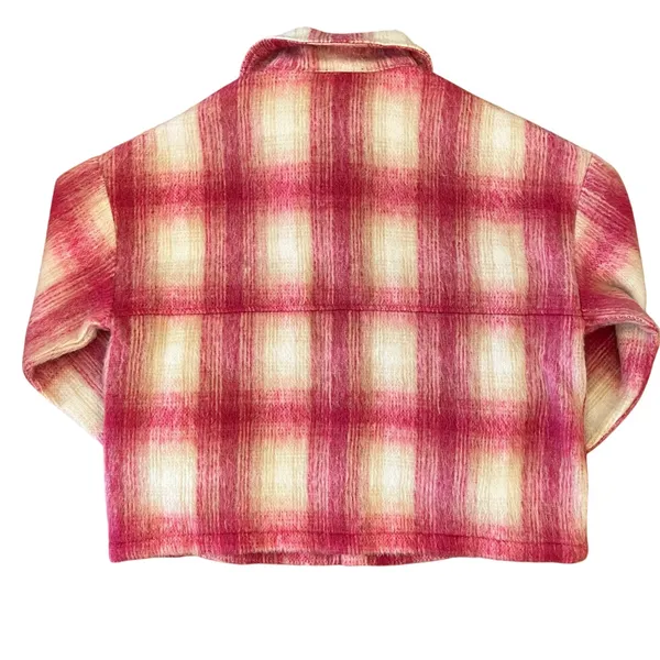 Vici Plaid Oversized Boxy‎ Jacket Medium Shirt Shacket Pink Cabincore Cozy Fuzzy - Image 14
