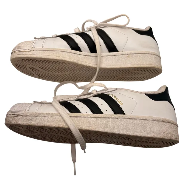 Adidas Superstar Sneakers 6.5 White Black Leather Classic Shell Toe College Shoe - Image 5