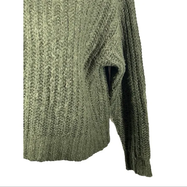American Eagle Dark Green Chunky Knit Sweater | Small | Cropped Oversized Fit - Image 5