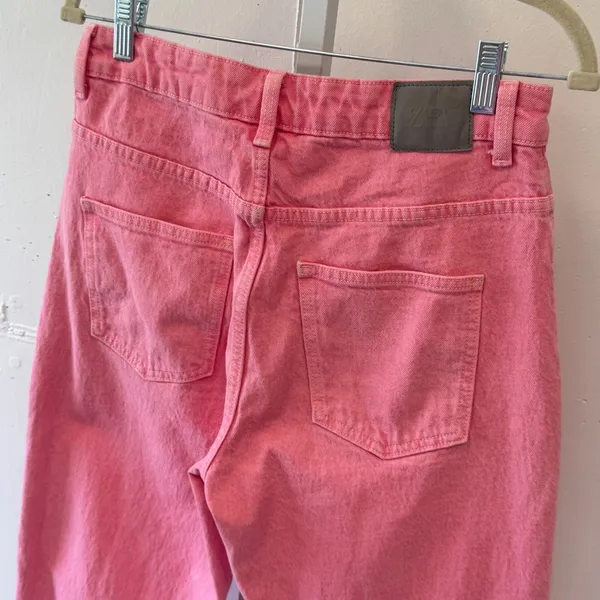 Zara Pink High Waisted Mom Jeans Tapered Leg Denim Pants Size 8 4083/024/620/40 - Image 5