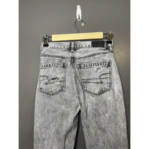 American Eagle Outfitters Mom Jeans Womens 00 Gray Acid Wash Distressed Denim - Image 5