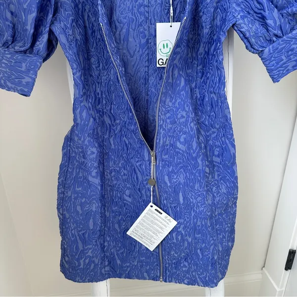 GANNI Cold-shoulder cloqué mini dress Purple Size Small - Image 8