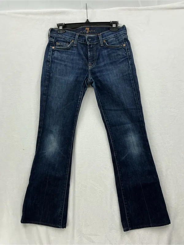 7 For All Mankind Women's Dark Blue Flare Jeans 999 - Image 2