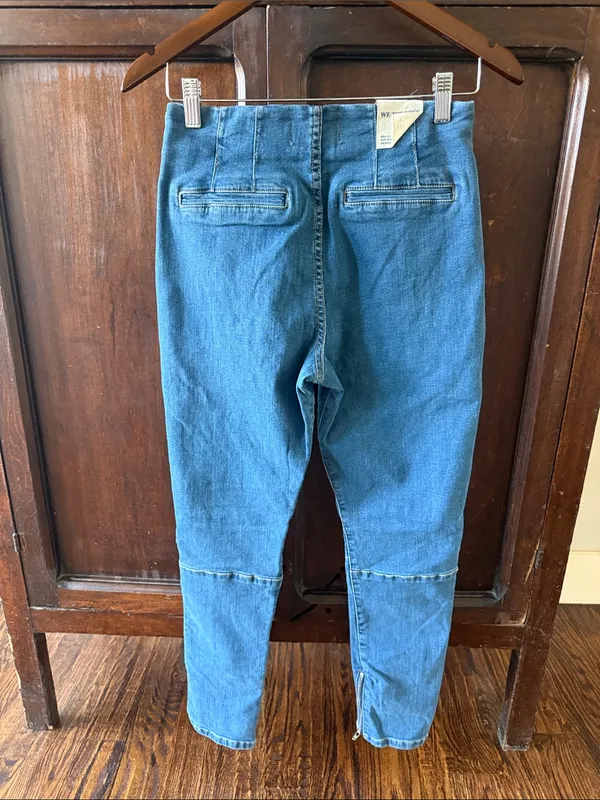We The Free Denim Bella Moto Mid Rise Skinny Jeans Zip Ankle Size 27 NEW - Image 3