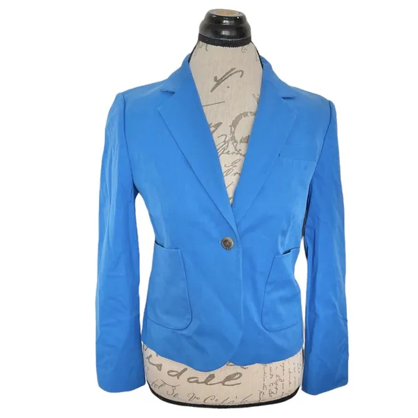 J.Crew Womens Blue Blazer Tailored Classic Career Office Jacket Preppy Sz Medium - Image 2