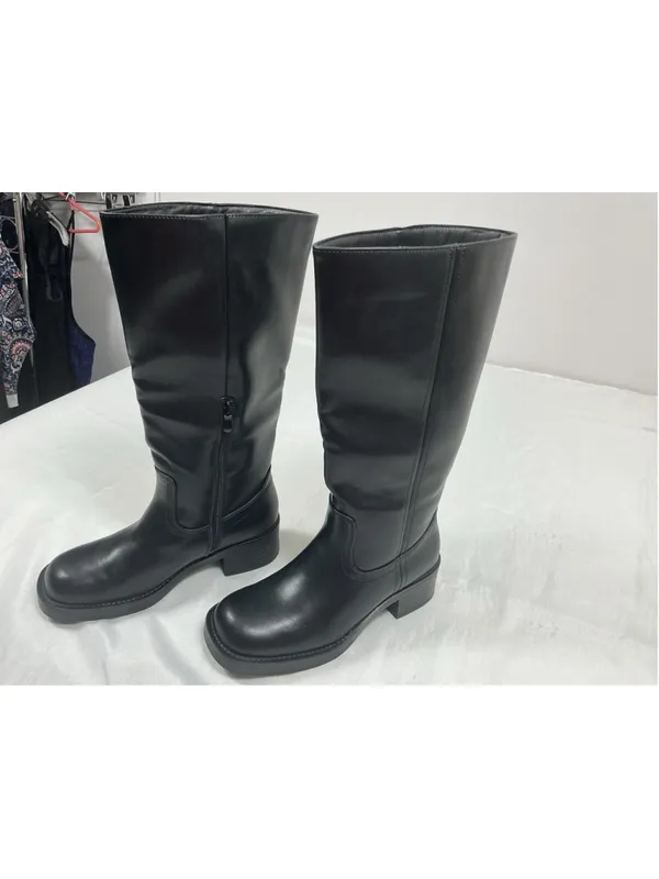 Dream Paris Womans Excellent Pull On Knee High Riding Boots Size 7.5 Black - Image 3