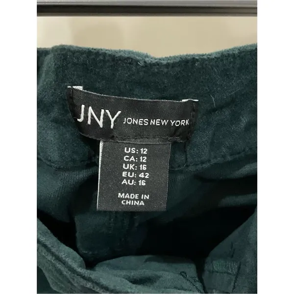Jones New York Green Velvet Pants Straight Leg Jean Style Size 12 JNY - Image 3