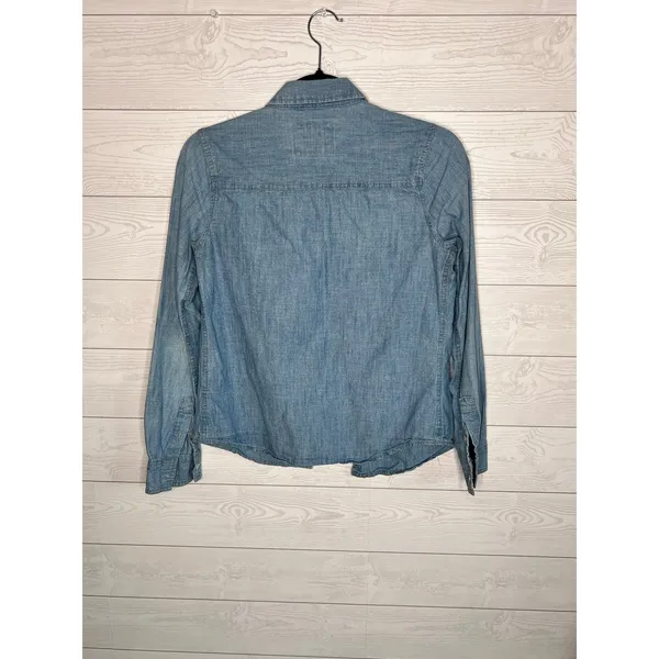 Forever 21 Women's Denim Shirt Long Sleeve Button Down Blue Chambray Size S - Image 6