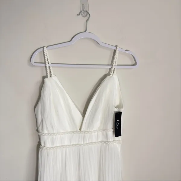 New Lulus Medium Sweet Greek Goddess‎ White Mesh Dress Romantic Cottagecore - Image 5