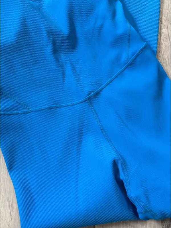 NWT-Rae Mode Ribbed Fitted V-Neck Jumpsuit 7/8 Length Sonic Blue size Large - Image 7