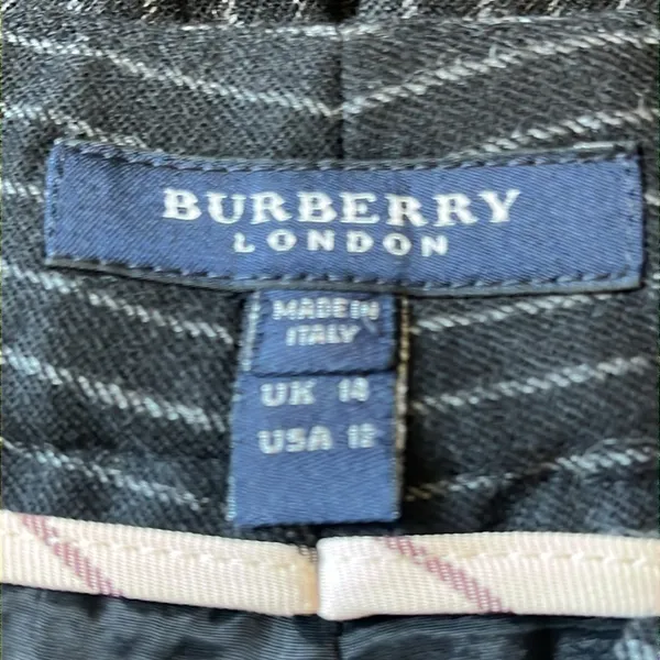 BURBERRY London Stripped Wide Wool leg pants black‎ sz 12 - Image 6