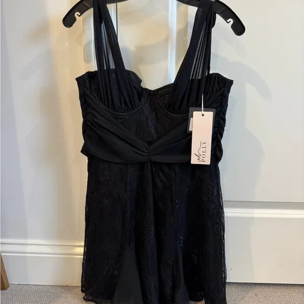 Oh Polly Draped Bust A-Line Mini Dress in Black size 4 - Image 2