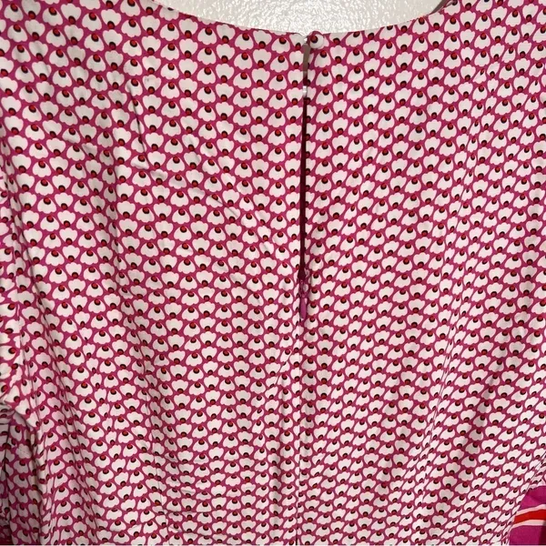 Boden‎ Women's Andrea Belted Dress Pink White Orange Floral Stripes Bell Sleeve - Image 8