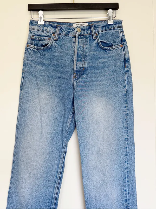 REFORMATION Cynthia High Rise Straight Jean Colorado Wash - Image 6