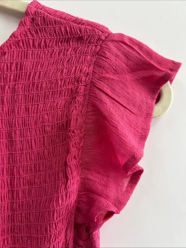 Blu Pepper Fuchsia Flutter-Sleeve Maxi Dress Medium - Image 8