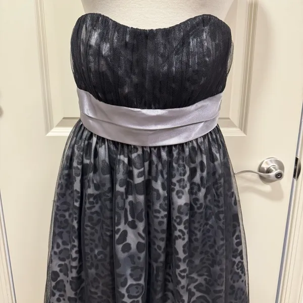 Leopard Print Dress 2 S Metallic Strapless Cocktail Evening Party HOCO Glam - Image 4