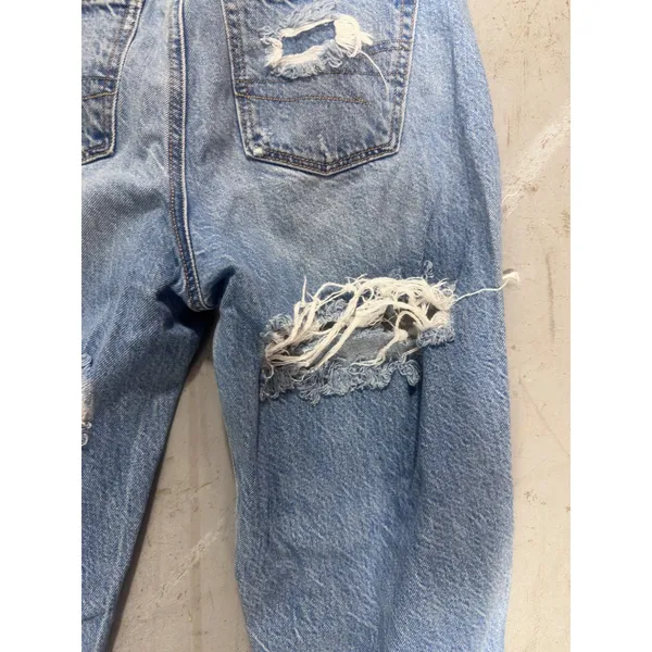 American Eagle Mom Jeans Blue Distressed High Waisted Denim Size 00 Short - Image 9