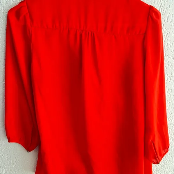 H&M Bright Red Button-Up Blouse – Size 8 - Image 3