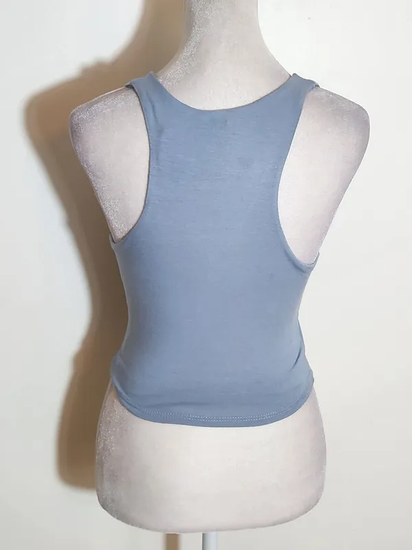 Lulus Blue Sleeveless V-Neck Cropped Tank Top Size Medium NWT - Image 4