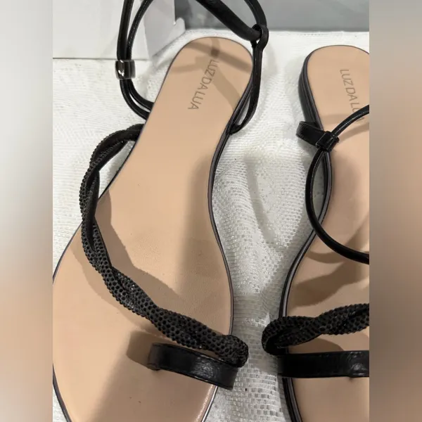 Black Women's Strappy Sandals Size 7 - Image 2