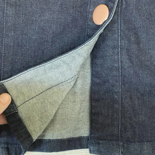 ModCloth Denim Skirt Large High Waisted Button Jean Retro 70s Dark Wash Preppy - Image 6