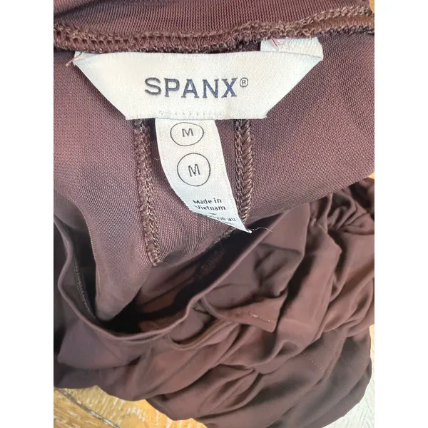 Spanx Sleek Jersey Crewneck Ruched Midi Dress Sleeveless Brown Sz Medium 21831R‎ - Image 6