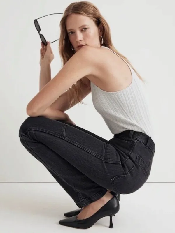 Madewell The 90s Straight Jeans Size 26 Camplin Black High Rise Utility‎ Grunge - Image 12