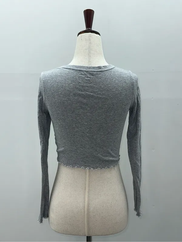 Playboy Pacsun Cropped Long Sleeve Tee Size XS Lettuce Hem - Image 5
