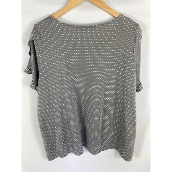 Rose + Olive Patterned Ruffle Sleeve Blouse Size 2X - Image 5