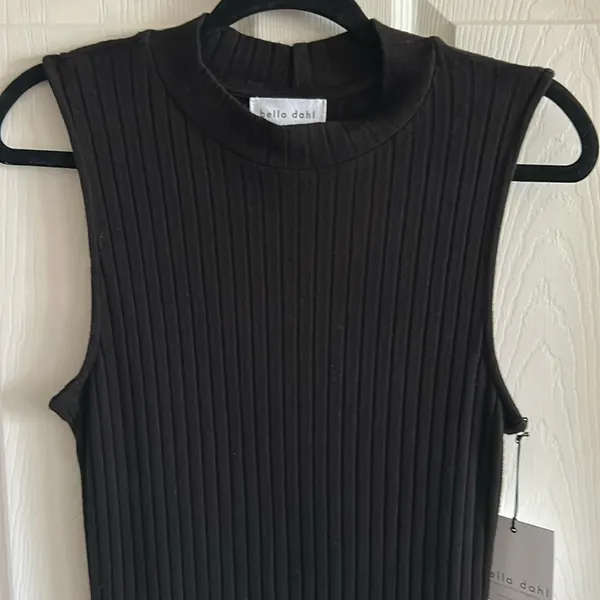BELLA DAHL Old Money Boho-Chic Ribbed Sleeveless‎ Midi Dress Sz S Indie Sleaze Minimalist - Image 2
