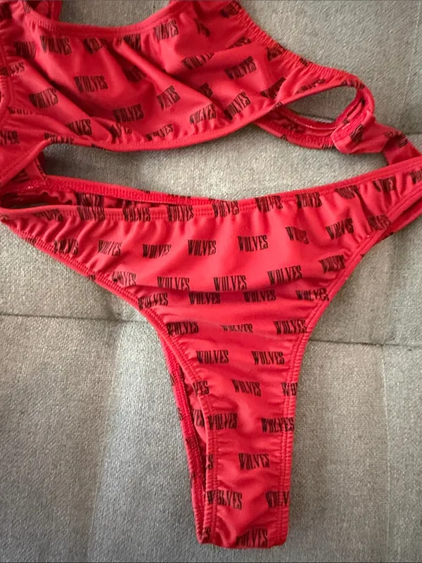 Two Wolves Swimwear one piece all over spell out size XS - Image 3