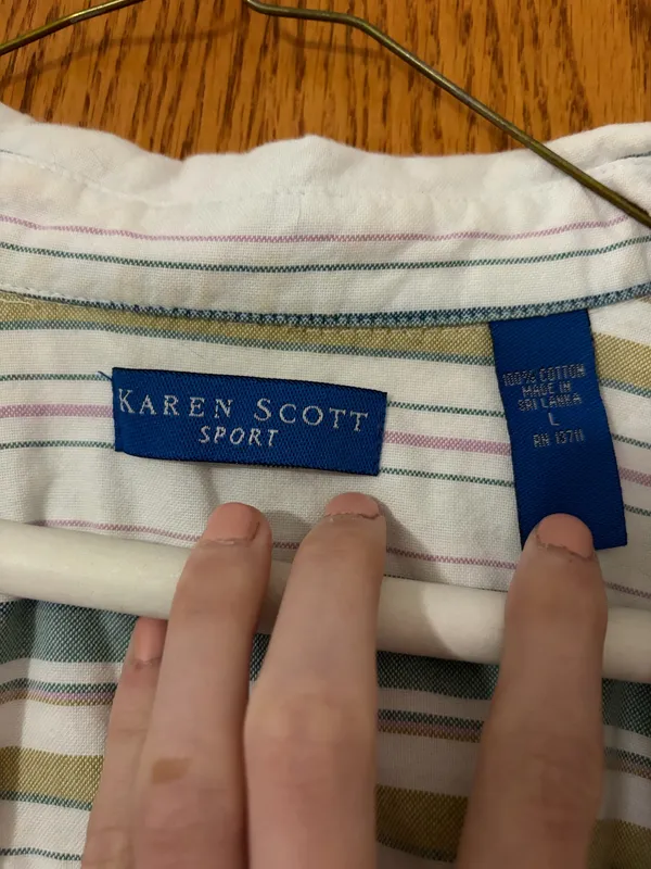 Karen Scott Striped Button Down Top - Image 2