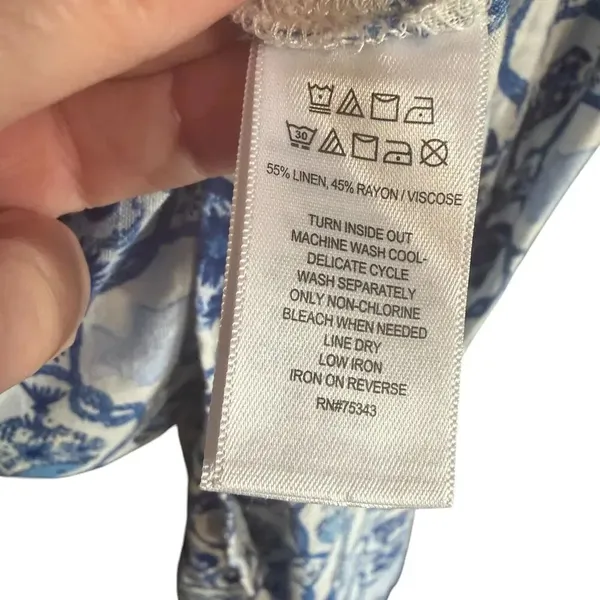 Isaac Mizrahi New York Linen Blend Maxi Dress NWT Blue White - Image 10
