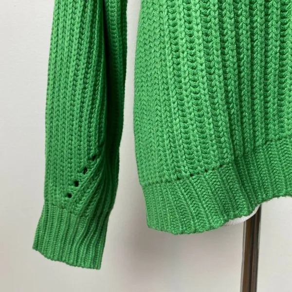 Code X Mode Cardigan Sweater S Chunky Knit Green Open Oversized‎ New - Image 3