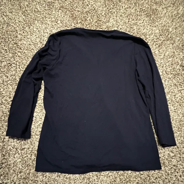 Lauren Ralph Lauren Womens Navy Blue V-Neck Long Sleeve‎ Stretch Jersey Top M - Image 5