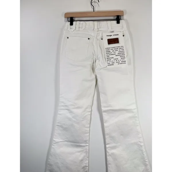 NWT Wrangler x Staud Jeans White The Bikini Denim Flare Low Rise Side Slit 25x32 - Image 9