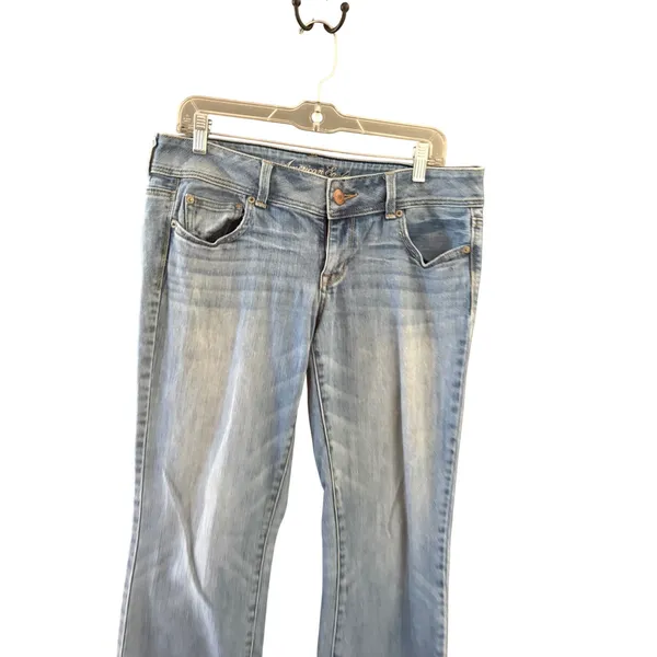 American‎ Eagle Slim Y2k Vtg Bootcut Jeans Womens 10 Light Wash Low Rise Denim - Image 2