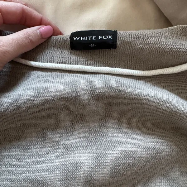 White Fox Gray Long Sleeve Top with White Trim - Image 2