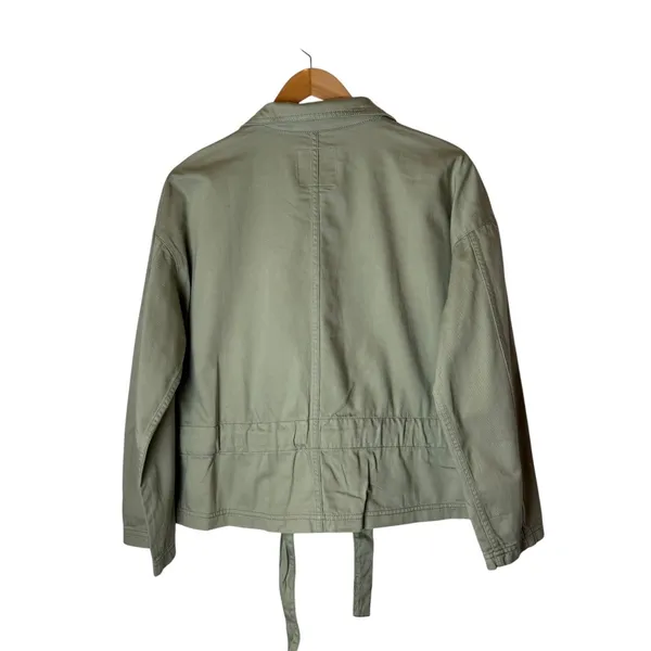 Madewell Jacket Women Medium Sage Green Southlake Military Tie Waist‎ Coat NWT - Image 4