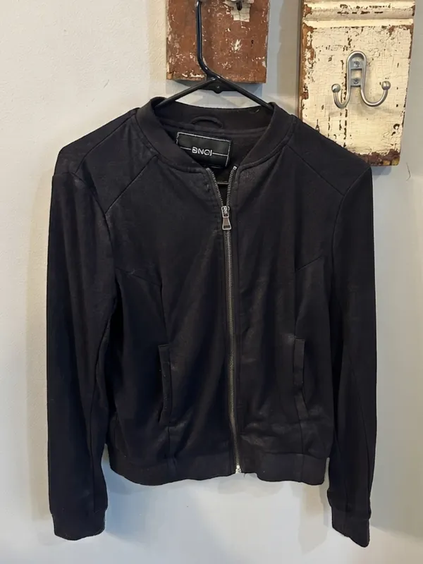 BNCI Faux Leather Bomber Jacket — Black Size M - Image 2