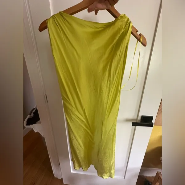 Zara Lime Satin Dress - Image 2
