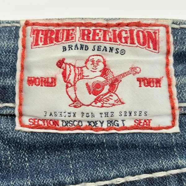 True Religion Disco Joey Big T Jeans Womens 26 Blue Flare Crystal‎ Embellish Y2K - Image 7